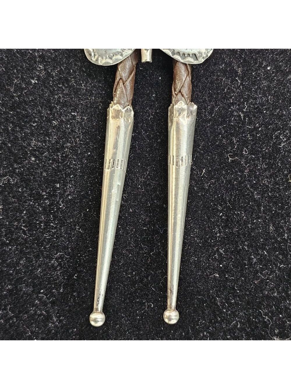 Navajo Turquoise Sterling Silver Bolo Tie Large Butterfly Signed HW. USA - Picture 6 of 12